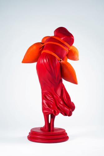 <b>Untitled (for Louise), 2013</b><br>34.5" x 18"x 20" <br>re-purposed resin lawn sculpture, plaster, and rubber.